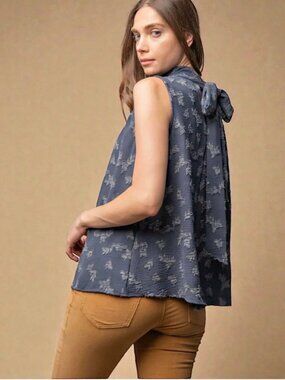 NWT: Easel Embroidered Floral Mock Neck Top Sizes Small and Medium